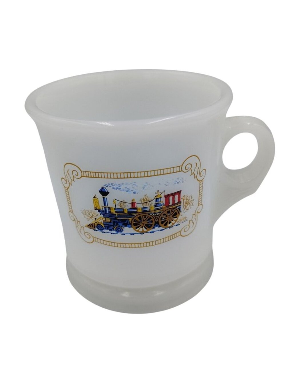 Avon Shaving Mug Iron Horse Design Milk Glass Style Vintage Cup Train Locomotive